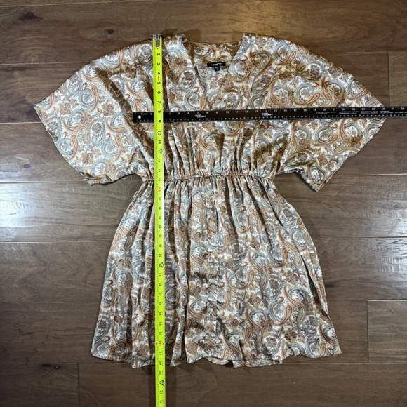 Mittoshop Womens Paisley Boho Mini Dress V-Neck Kimono Sleeve Elastic Waist S - Picture 5 of 7